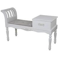Ivory and Chocolate Upholstered Telephone Bench with Drawer