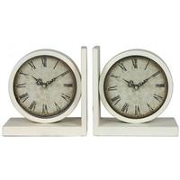 Ivory Clock Book Ends (Set Of 2)