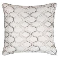 Ivory and Champagne Embroidered Swirl Cushion