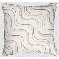 Ivory and Champagne Embroidered Waves Cushion