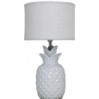 Ivory Pineapple Table Lamp with White Linen Shade