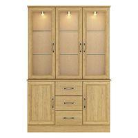 ivory 3 door glass display unit oak