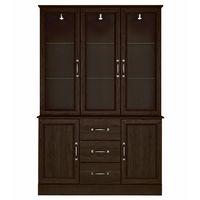 Ivory 3 Door Glass Display Unit Dark Oak