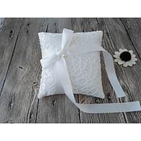 Ivory 1 Ribbons Bow Faux Pearl Satin Lace