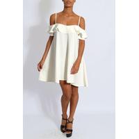 Ivory Off The Shoulder Frill Dress