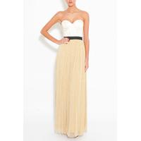 Ivory and Gold Contrast Bandeau Maxi Dress