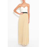 ivory and gold contrast bandeau maxi dress