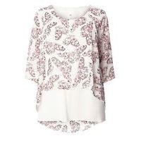 Ivory Butterfly Print Overlay Top, Dark Multi