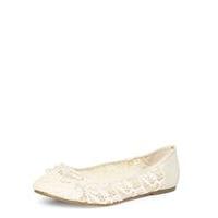 Ivory Lace Bow Ballet Pumps, Ivory