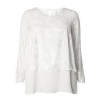 Ivory Floral Foil Top, Ivory