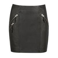Iverna Black Leather Mini Skirt