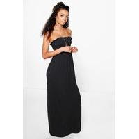 Ivy Shirred Bandeau Maxi Dress - black