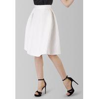 Ivory Textured Jacquard Pleated Skirt