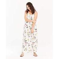 Ivory Floral Print Layer Maxi Dress