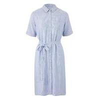 Ivory/Blue Short Sleeve Shirt Dress