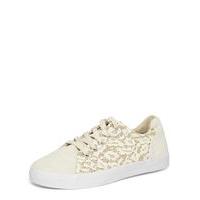 Ivory Glitter Lace Up Trainers, Ivory