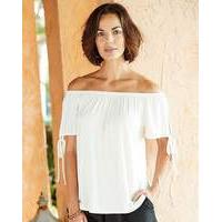 ivory tie sleeve detail bardot top