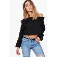 Ivy Broderie Anglaise Off The Shoulder Top - black