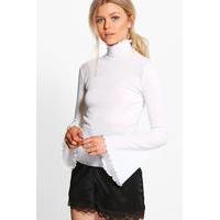 Ivy Bell Sleeve Frill Edge Top - cream