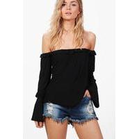 Ivy Ruffle Off The Shoulder Top - black
