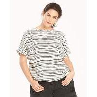 ivory stripe drop sleeve shell top