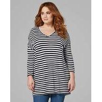 Ivory/Black Stripe V-Neck Slouch Tunic