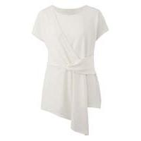 Ivory Tie Front Short Sleeve Top