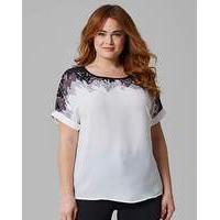 Ivory Print Drop Sleeve Shell Top