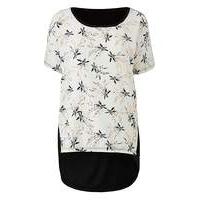 Ivory Floral Dip Back Woven Front Top