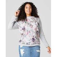 Ivory Print Woven Front Sweatshirt