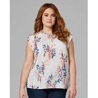 Ivory Multi Gathered Front Shell Top