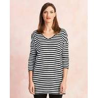 Ivory/Black Stripe V-Neck Slouch Tunic