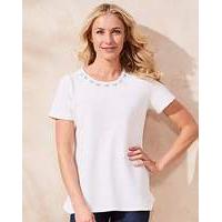 Ivory Embellished Textured Shell Top