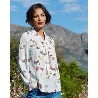 Ivory Floral Frill Tie Neck Blouse