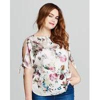 Ivory Print Tie Cold Shoulder