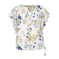 Ivory Floral Bubble Hem Blouse