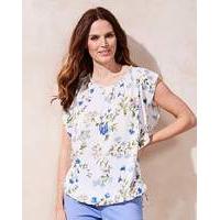 Ivory Floral Bubble Hem Blouse