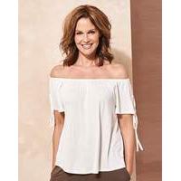 Ivory Tie Sleeve Detail Bardot Top