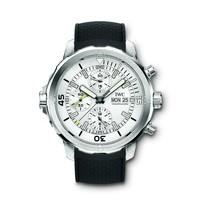 IWC Aquatimer Chronograph men\'s silver dial black rubber strap watch