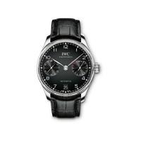 iwc portugieser automatic 7 days power reserve mens black leather stra ...