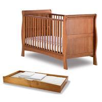 Izziwotnot Bailey Cot Bed and Under Drawer in Oak