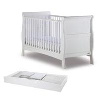 Izziwotnot Bailey Cot Bed and Under Drawer in White