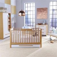 Izziwotnot Latitude 5 Piece Nursery Furniture Set (Cot Bed, Wardrobe, Chest Of Drawers, Under Bed Drawer, Cot Top Changer) Beech