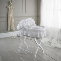 Izziwotnot White Royal Lace Wicker Moses Basket in White