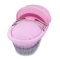 Izziwotnot Gift Grey Wicker Moses Basket Pink