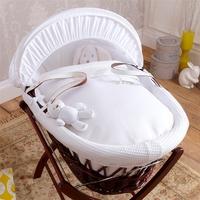 izziwotnot Dark Wicker Moses Basket White