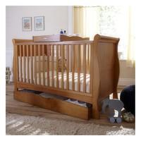 izziwotnot bailey sleigh cotbed oak cot top changer drawer