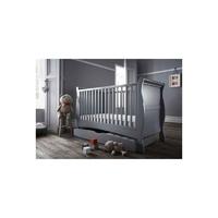 IzziWotNot Bailey Sleigh Cotbed With Underbed Drawer-Soft Grey