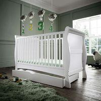 IzziWotNot Bailey Sleigh Cotbed With Under Bed Drawer-White