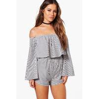 izzy woven stripe off the shoulder playsuit multi
